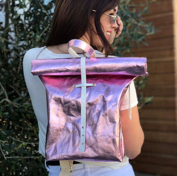 Repurposed Mini Backpack in Different Styles- Fosters Sustainable Communities Rose
